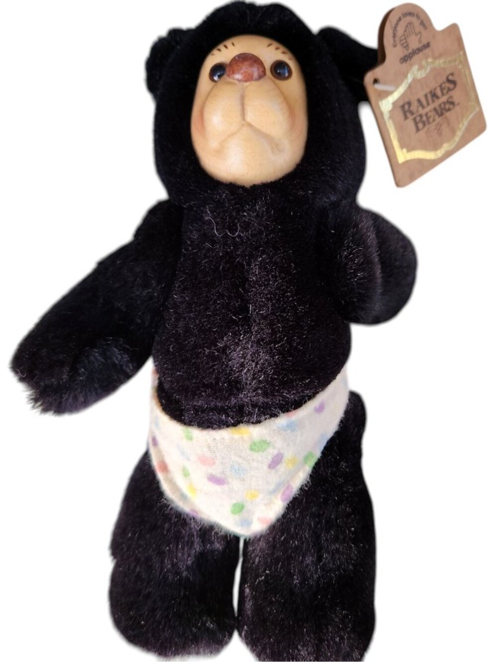 Robert Raikes Bear Nathan Signed Nursery Miniatures Wood Face Black Plush 7"